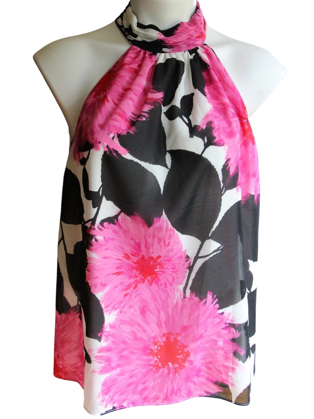 Trina Turk Pink Floral Silk Halter Top